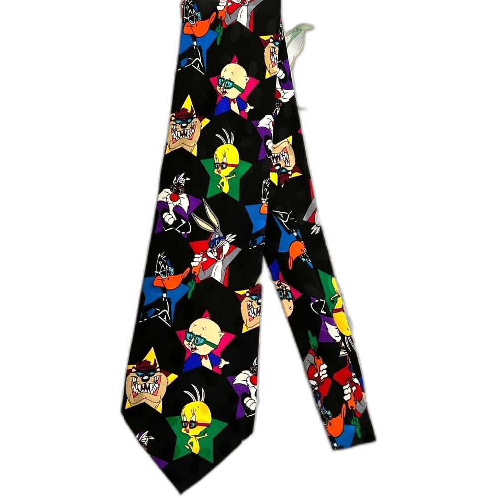 1993 Vintage Looney Tunes Mania Hollywood Stars Characters Tie